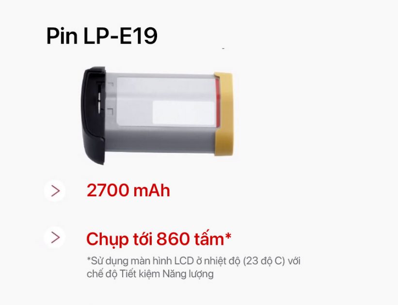 Pin LP-E19 với thời gian sử dụng lâu hơn