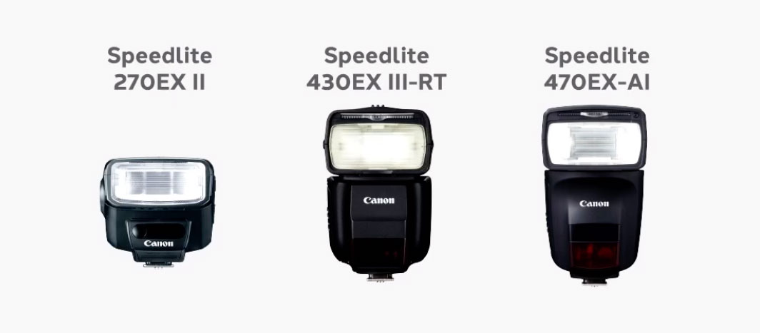 Các đèn Speedlite không có thiết kế chống bụi và chống nước bắn