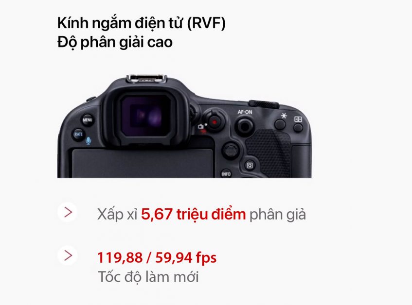 Kính ngắm điện tử RVF trên Canon EOS R3