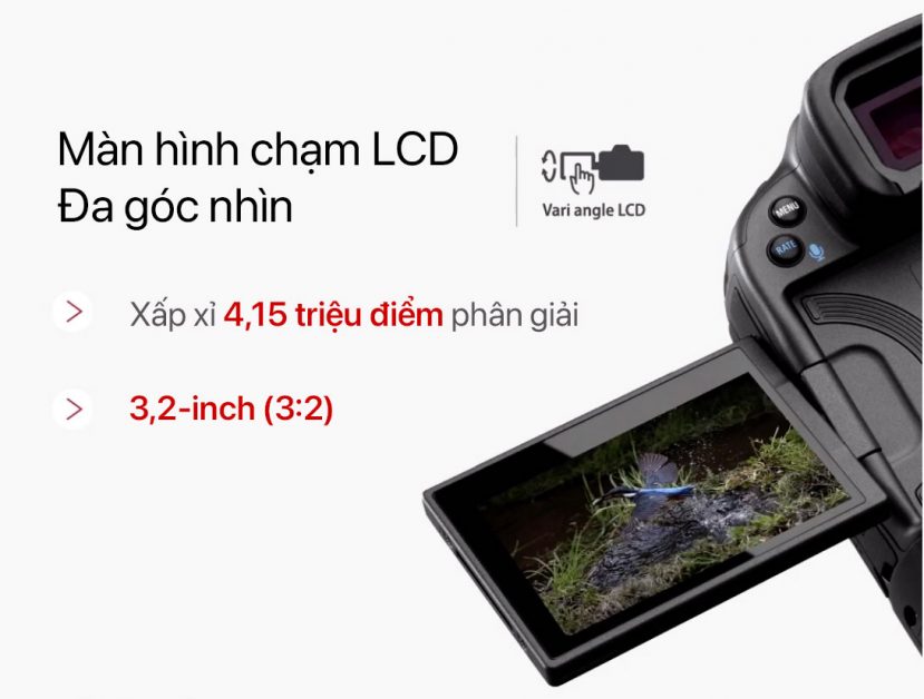 Màn hình chạm LCD độ phân giải cao trên máy ảnh Canon EOS R3